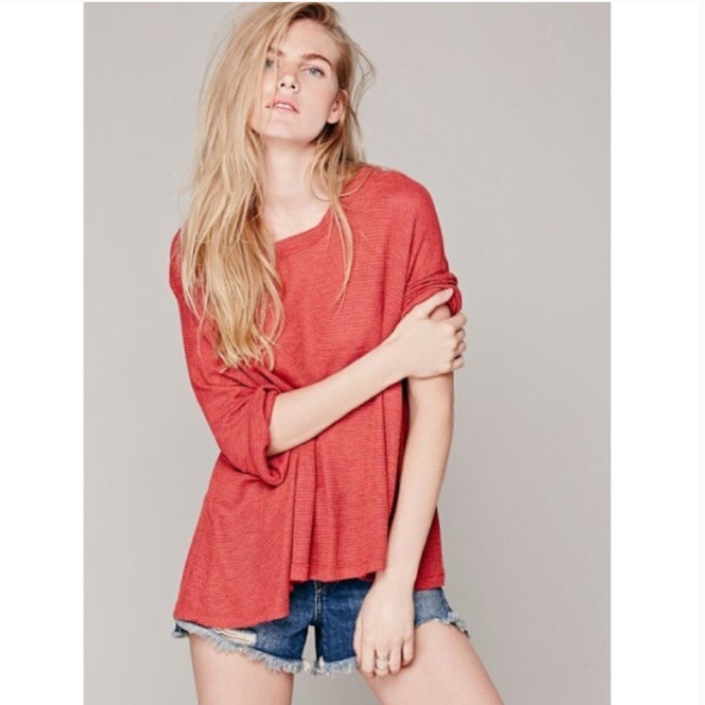 NEW Free People Storyteller oversized split back thermal pink XS